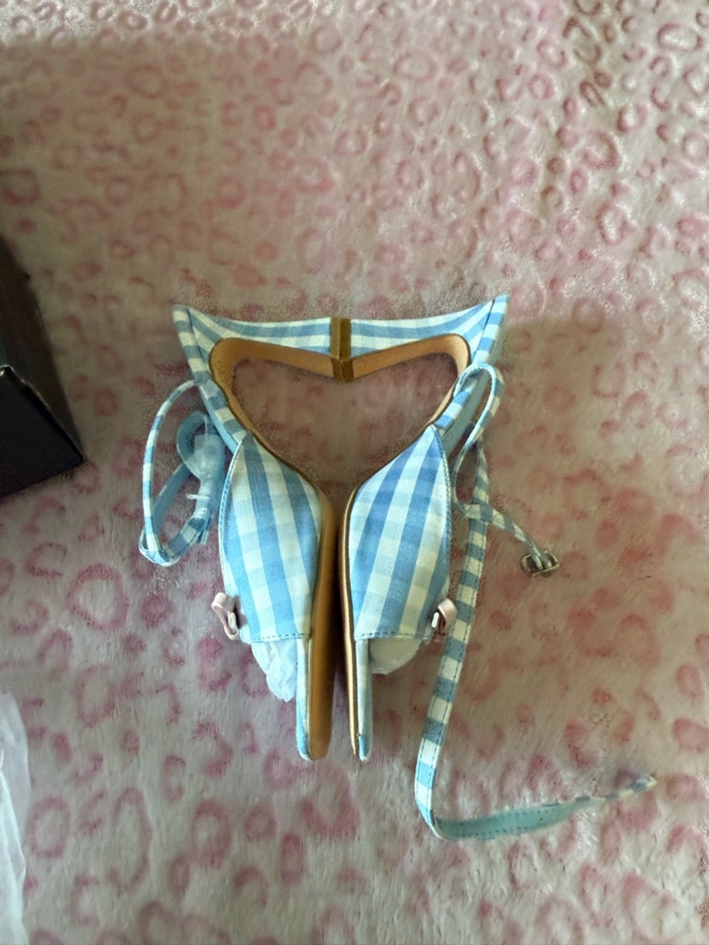 Fashion Nova Blue Gingham Bow Strap Mules - Picture 3 of 7